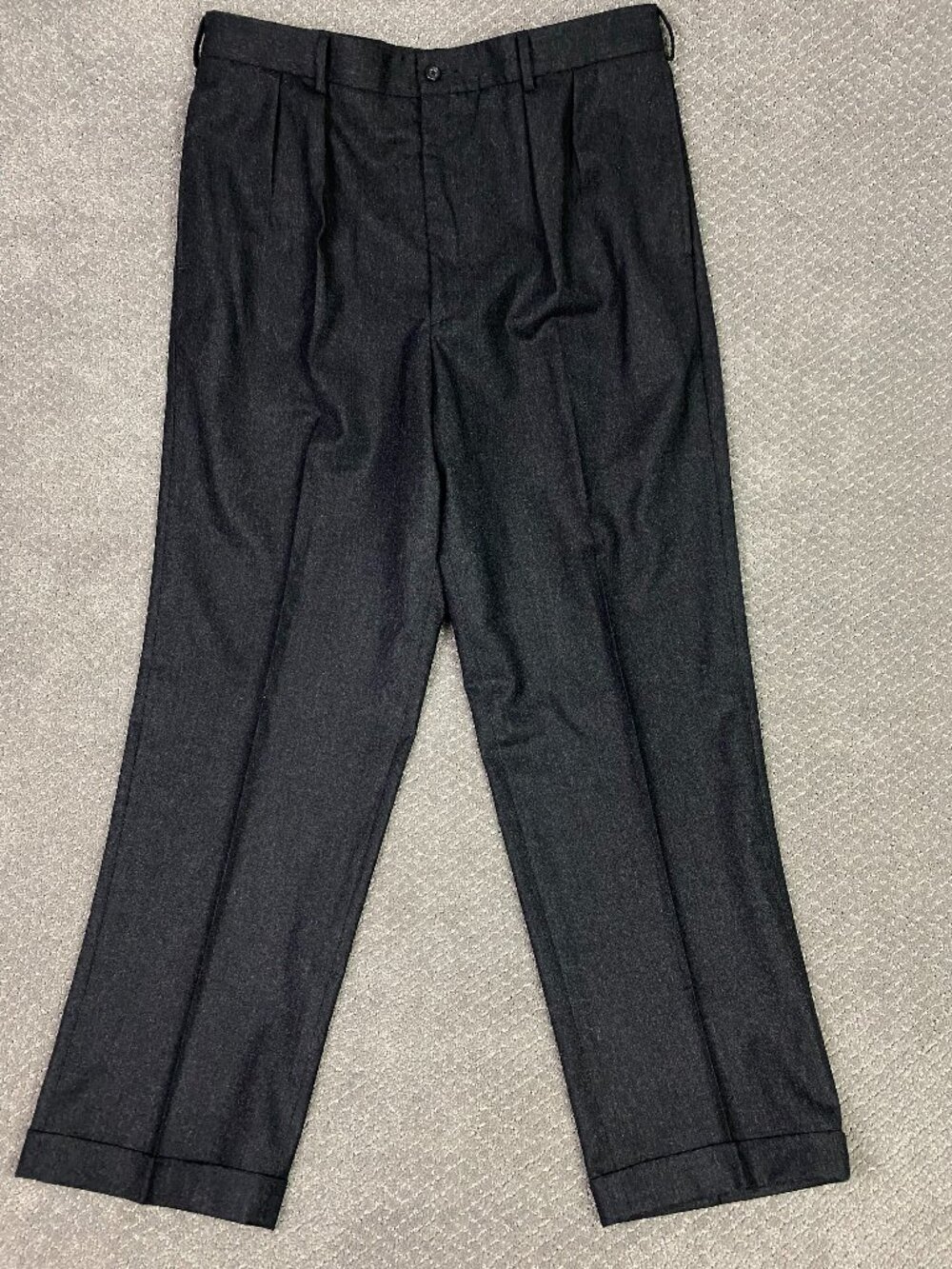 Vintage J. CREW Oarsman Wool Flannel Pants Mens 36 Fit 35 x 30 Gray Pleats Cuffs